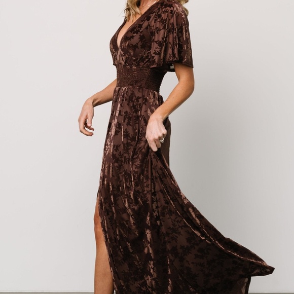 Baltic Born Veronica Velvet Maxi Dress | Espresso Size XL (NEVER WORN) - Picture 4 of 6